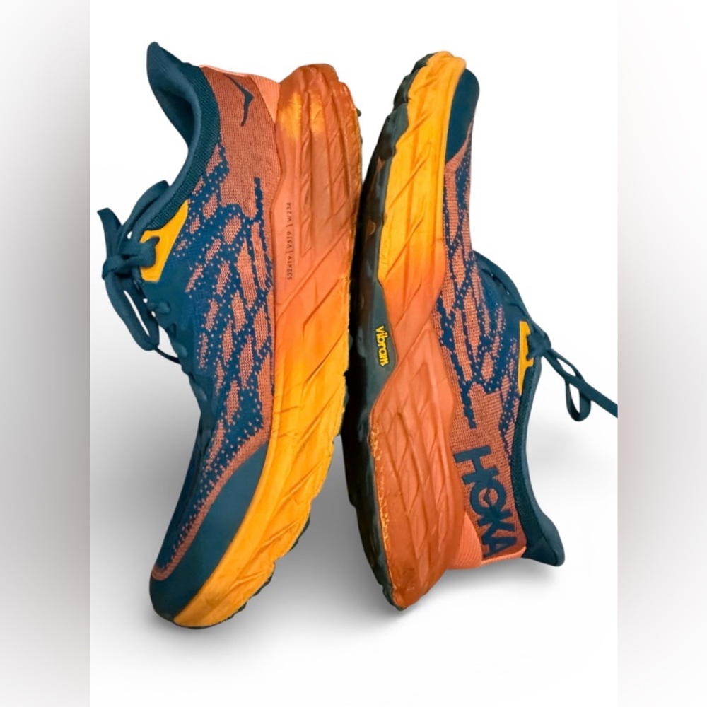 Hoka Speedgoat 5 men’s 9D lace up blue & orange trail running shoes - Picture 3 of 8
